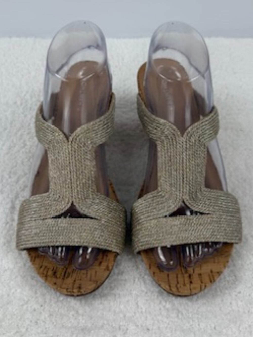 Hawthorn Gold Metallic Cork Wedge Slide Sandals Womens Size 9 EU 40 Summer